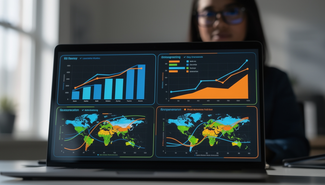 Pantalla con visualización de datos y analítica