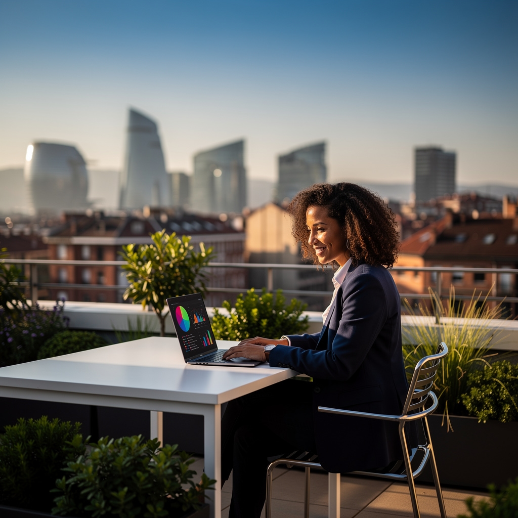 Espacio de trabajo moderno con tecnología emergente